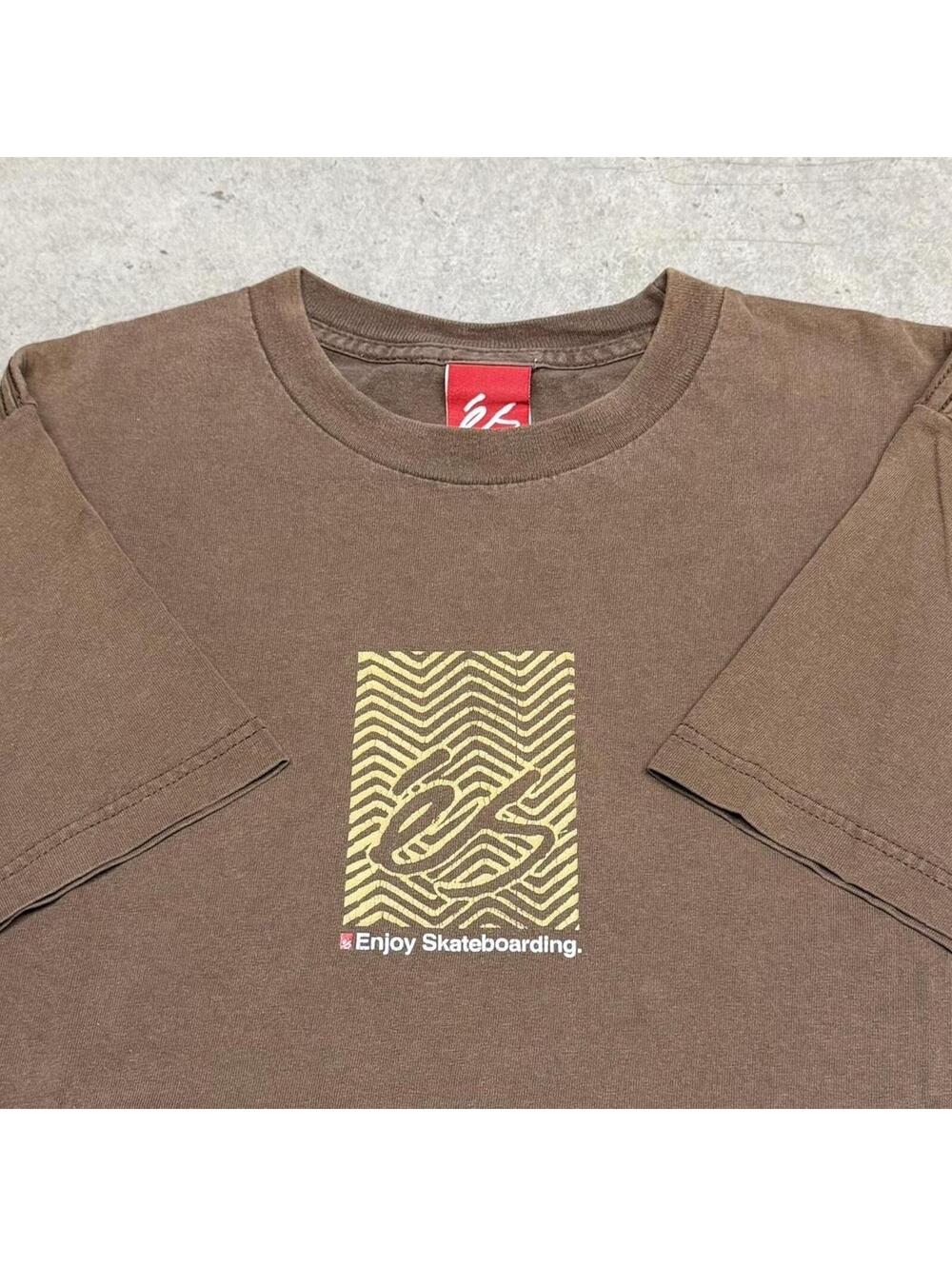 Vintage Enjoi T Shirt Mens Medium Brown Graphic Logo Skateboarding 90s Y2K